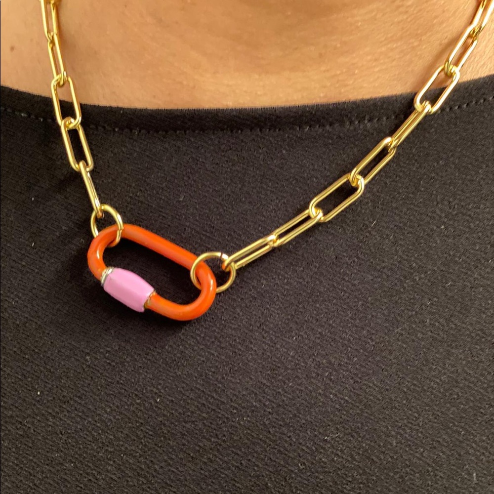 Chunky Chain Enamel Carabiner Necklace